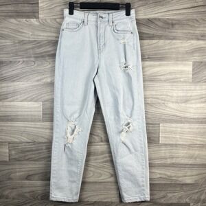 Wild Fable Jeans Womens Size 0 Blue Light Wash Distressed Straight Denim Juniors